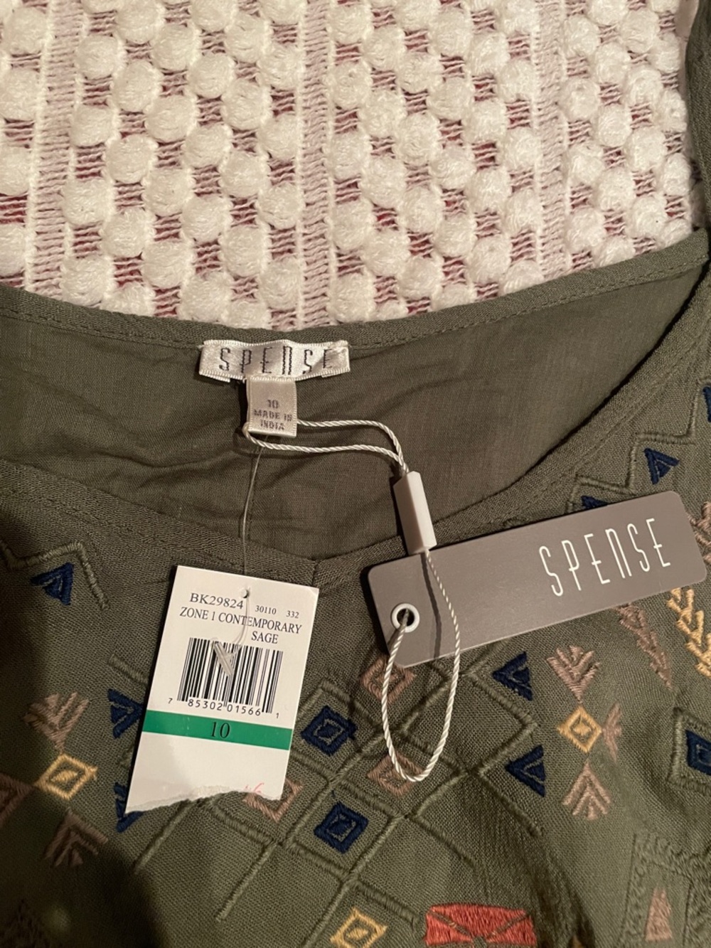 NWT Spence Sage Green Embroidered Tassel Dress Size 10 Boho Cottagecore - Picture 2 of 13